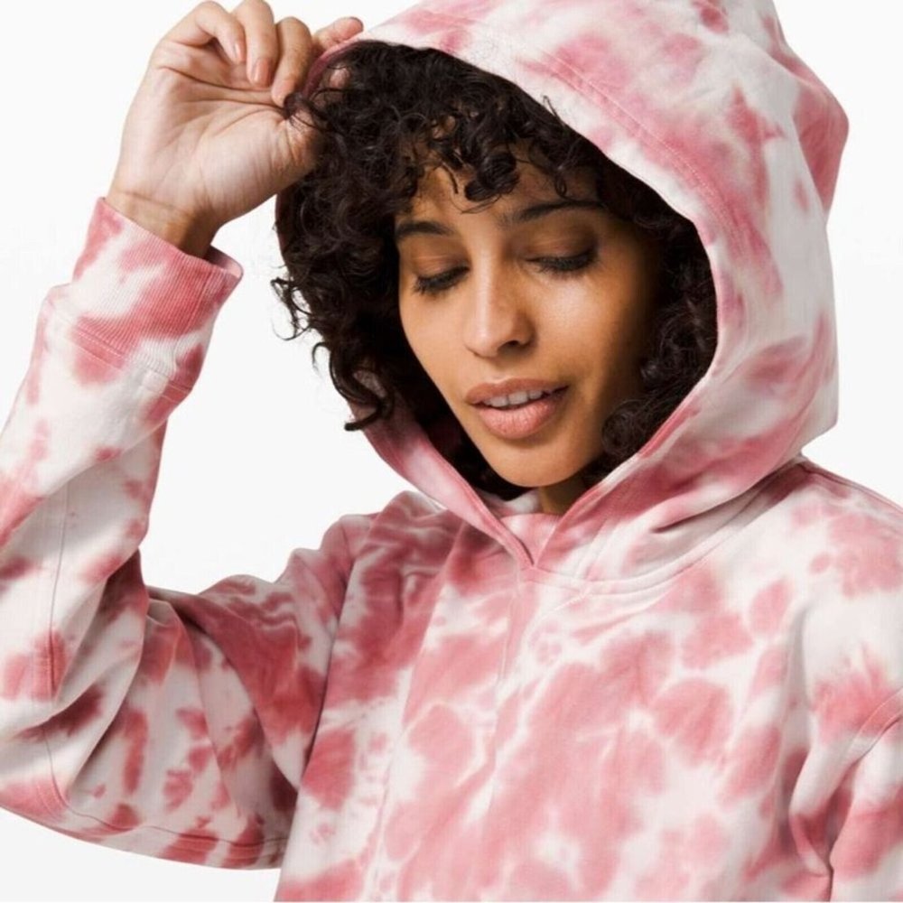 Lululemon‎ All Yours Hoodie Sweatshirt 4 Pink White Tie-Dye Pullover Women's - Picture 2 of 16